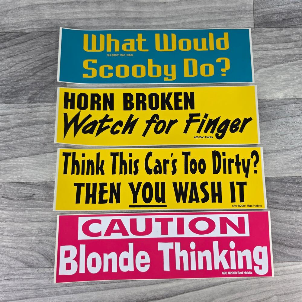 Vintage Bad Habits Bumper Stickers Lot 2000 2001 Funny Novelty Scooby 4 Pc